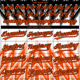 Custom Black Orange-White Raglan Sleeves Abstract Geometric Chevron Zigzag Two-Button Unisex Softball Jersey