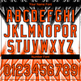 Custom Black Orange-White Raglan Sleeves Abstract Geometric Chevron Zigzag Two-Button Unisex Softball Jersey