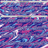 Custom Dark Purple Deep Pink-White Marble Swirl Liquid Fluid 3D Pattern Two-Button Unisex Softball Jersey