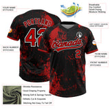 Custom Black Red-White Abstract Splatter 3D Pattern Two-Button Unisex Softball Jersey