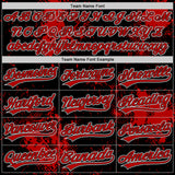 Custom Black Red-White Abstract Splatter 3D Pattern Two-Button Unisex Softball Jersey