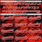 Custom Black Red-White Abstract Grunge Splatter Wave 3D Pattern Two-Button Unisex Softball Jersey