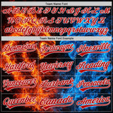 Custom Black Red Royal-White Ice And Fire Dragons 3D Pattern Two-Button Unisex Softball Jersey