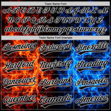 Custom Black Royal Red-White Fire Flame 3D Pattern Two-Button Unisex Softball Jersey