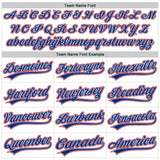Custom White Royal-Red Raglan Sleeves Stripes Two-Button Unisex Softball Jersey