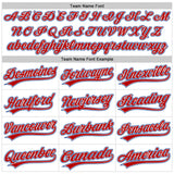 Custom White Red-Royal Raglan Sleeves Stripes Two-Button Unisex Softball Jersey