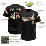 Custom Black Vintage USA Flag Cream-Crimson Raglan Sleeves Stripes Two-Button Unisex Softball Jersey