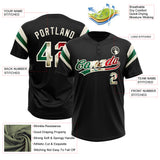 Custom Black Vintage Mexican Flag Cream-Kelly Green Raglan Sleeves Stripes Two-Button Unisex Softball Jersey