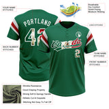 Custom Kelly Green Vintage Mexican Flag White-Red Raglan Sleeves Stripes Two-Button Unisex Softball Jersey