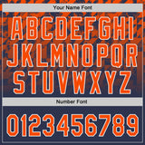 Custom Navy Orange-White Gradient Geometric Grid Sleeve Stripes Two-Button Unisex Softball Jersey