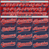 Custom Navy Red-White Gradient Geometric Grid Sleeve Stripes Two-Button Unisex Softball Jersey