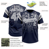 Custom Navy Gray-White Gradient Geometric Grid Sleeve Stripes Two-Button Unisex Softball Jersey