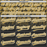 Custom Black Old Gold-White Gradient Geometric Grid Sleeve Stripes Two-Button Unisex Softball Jersey