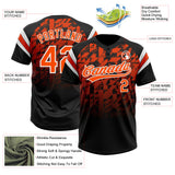 Custom Black Orange-White Gradient Geometric Grid Sleeve Stripes Two-Button Unisex Softball Jersey