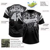 Custom Black Gray-White Gradient Geometric Grid Sleeve Stripes Two-Button Unisex Softball Jersey