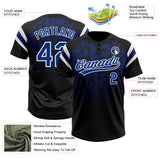 Custom Black Royal-White Gradient Geometric Grid Sleeve Stripes Two-Button Unisex Softball Jersey