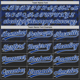 Custom Black Royal-White Gradient Geometric Grid Sleeve Stripes Two-Button Unisex Softball Jersey