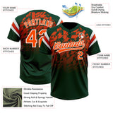 Custom Green Orange-White Gradient Geometric Grid Sleeve Stripes Two-Button Unisex Softball Jersey