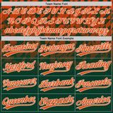 Custom Green Orange-White Gradient Geometric Grid Sleeve Stripes Two-Button Unisex Softball Jersey