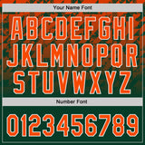 Custom Green Orange-White Gradient Geometric Grid Sleeve Stripes Two-Button Unisex Softball Jersey
