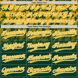 Custom Green Gold-White Gradient Geometric Grid Sleeve Stripes Two-Button Unisex Softball Jersey