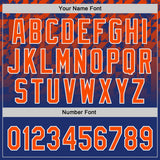 Custom Royal Orange-White Gradient Geometric Grid Sleeve Stripes Two-Button Unisex Softball Jersey