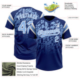 Custom Royal Light Blue-White Gradient Geometric Grid Sleeve Stripes Two-Button Unisex Softball Jersey