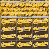 Custom Brown Gold-White Gradient Geometric Grid Sleeve Stripes Two-Button Unisex Softball Jersey