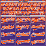 Custom Purple Orange-White Gradient Geometric Grid Sleeve Stripes Two-Button Unisex Softball Jersey