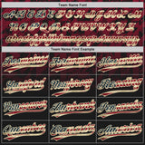 Custom Black Vintage USA Flag Crimson-Cream Gradient Geometric Grid Sleeve Stripes Two-Button Unisex Softball Jersey
