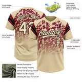 Custom Cream Crimson-Black Gradient Geometric Grid Sleeve Stripes Two-Button Unisex Softball Jersey
