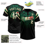 Custom Black Vintage Mexican Flag Kelly Green-Cream Gradient Geometric Grid Sleeve Stripes Two-Button Unisex Softball Jersey