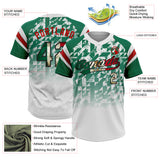 Custom White Vintage Mexican Flag Kelly Green Black-Red Gradient Geometric Grid Sleeve Stripes Two-Button Unisex Softball Jersey