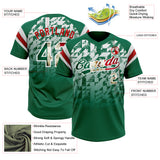 Custom Kelly Green Vintage Mexican Flag White-Red Gradient Geometric Grid Sleeve Stripes Two-Button Unisex Softball Jersey