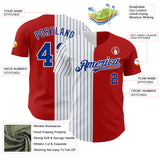 Custom Red White-Royal Pinstripe Authentic Split Fashion Baseball Jersey