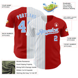 Custom Red White-Light Blue Pinstripe Authentic Split Fashion Baseball Jersey