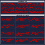 Custom Navy White-Red Pinstripe Authentic Split Fashion Baseball Jersey