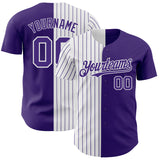 Custom Purple White-Purple Pinstripe Authentic Split Fashion Baseball Jersey
