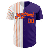 Custom Purple White-Orange Pinstripe Authentic Split Fashion Baseball Jersey