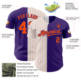 Custom Purple White-Orange Pinstripe Authentic Split Fashion Baseball Jersey