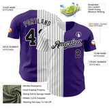 Custom Purple White-Black Pinstripe Authentic Split Fashion Baseball Jersey