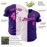 Custom Purple White-Pink Pinstripe Authentic Split Fashion Baseball Jersey