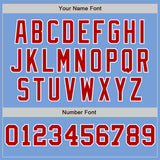 Custom Light Blue White-Red Pinstripe Authentic Split Fashion Baseball Jersey