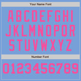 Custom Light Blue White-Pink Pinstripe Authentic Split Fashion Baseball Jersey