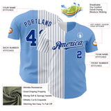 Custom Light Blue White-Royal Pinstripe Authentic Split Fashion Baseball Jersey