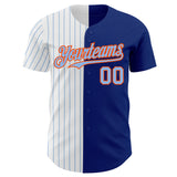 Custom Royal Orange-Light Blue Pinstripe Authentic Split Fashion Baseball Jersey