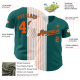 Custom Teal White-Orange Pinstripe Authentic Split Fashion Baseball Jersey