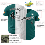 Custom Teal White-Black Pinstripe Authentic Split Fashion Baseball Jersey