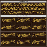 Custom Brown White-Old Gold Pinstripe Authentic Split Fashion Baseball Jersey