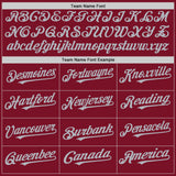 Custom Crimson White-Gray Pinstripe Authentic Split Fashion Baseball Jersey
